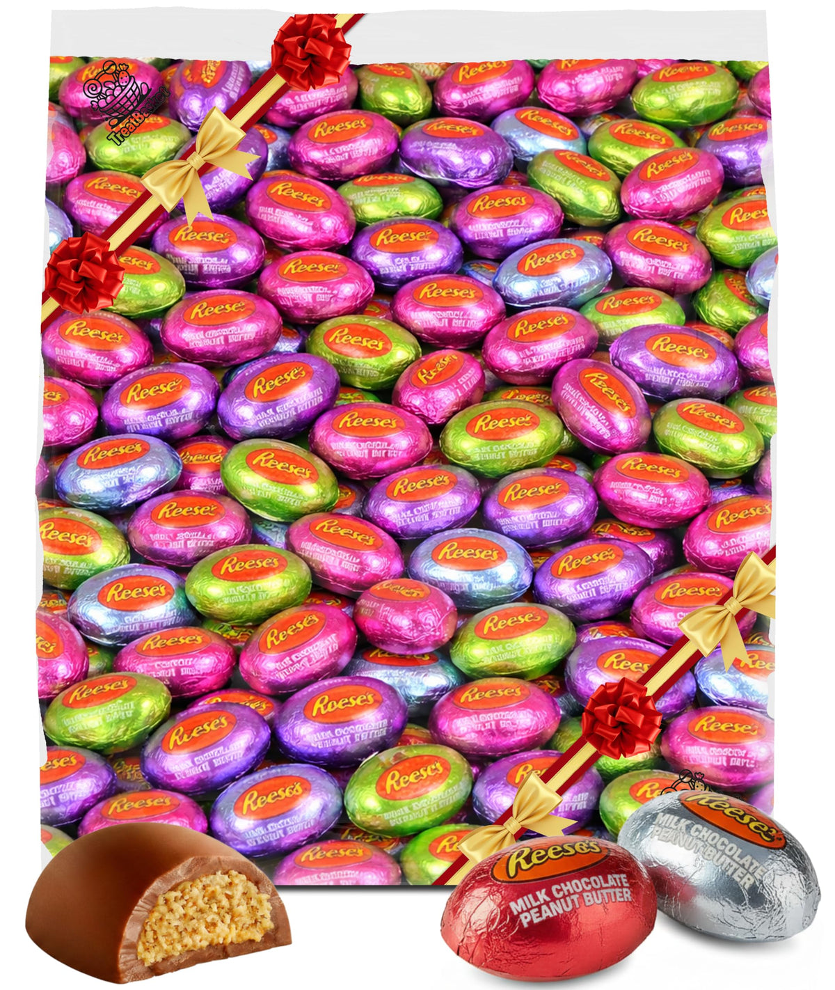 Resse's Peanut Butter Easter Half-Eggs - 2 lb Bulk Milk Chocolate Gift Bag - Individually Wrapped Festive Candy - Creamy Peanut Butter Filled