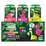 GoGo squeeZ No Sugar Added Fruit & veggieZ Applesauce and Puree Variety Pack, Jurassic Pear, Roarrrr Berry & Prehistoric Peach, 3.2 oz Pouches (Pack