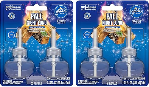 Glade Scented Oil Refills - Fall Night Long - Holiday Collection 2020-2 Count Oil Refills Per Package - Pack of 2 Packages