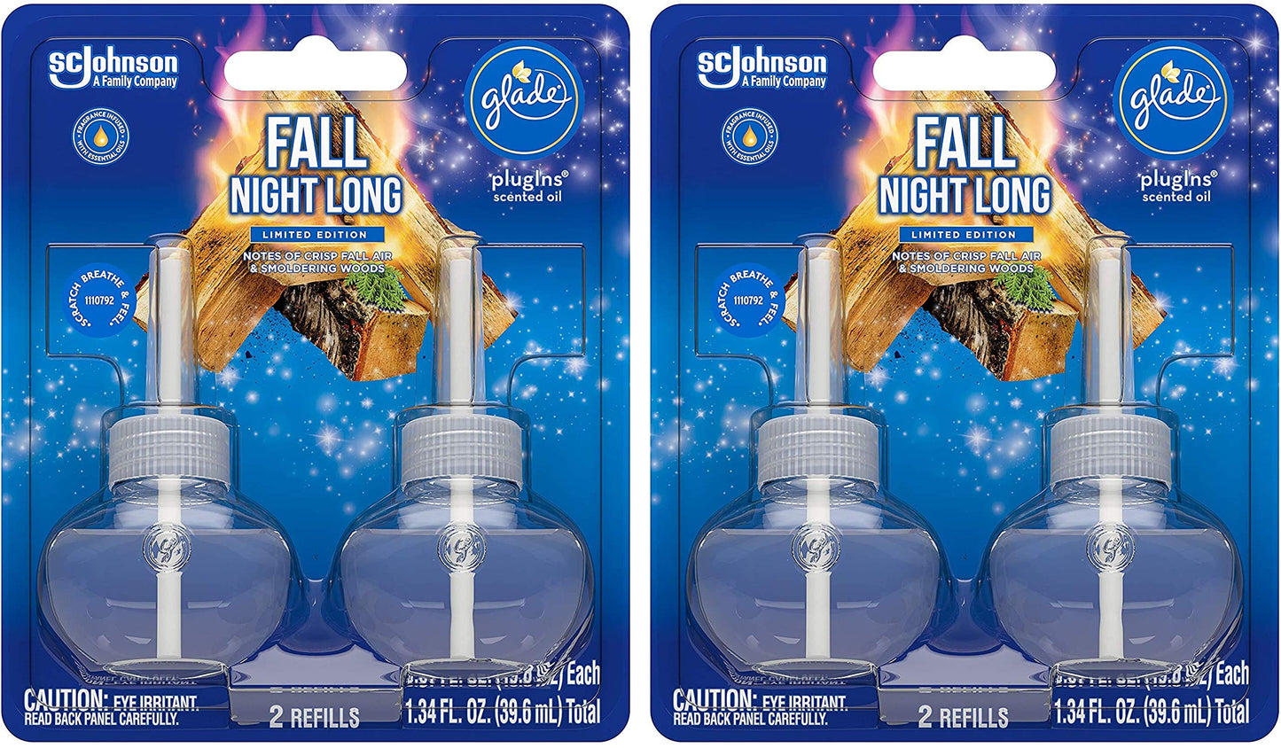 Glade Scented Oil Refills - Fall Night Long - Holiday Collection 2020-2 Count Oil Refills Per Package - Pack of 2 Packages