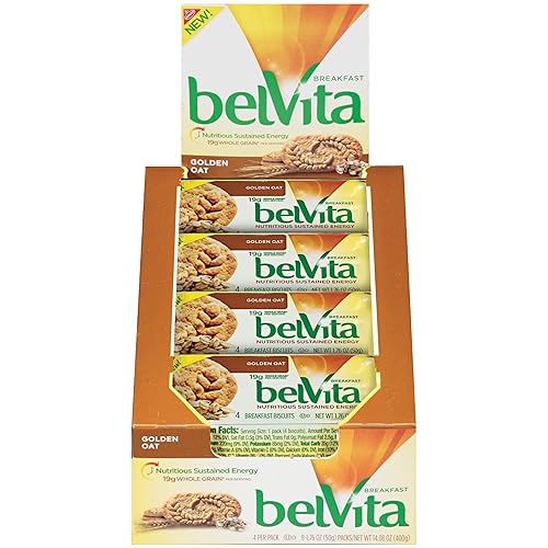 belVita Breakfast Biscuits, Golden Oat Flavor, 4 Count (Pack of 8)