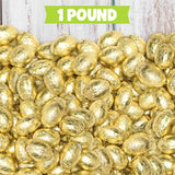 Easter Milk Chocolate Gold Wrapped Eggs Candy - 1 Pound Bulk Individually Foil Wrapped Creamy Milk Chocolate Eggs for Easter Baskets, Candy Dishes