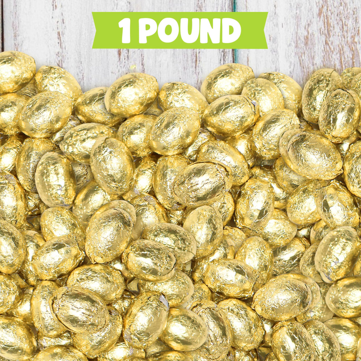 Easter Milk Chocolate Gold Wrapped Eggs Candy - 1 Pound Bulk Individually Foil Wrapped Creamy Milk Chocolate Eggs for Easter Baskets, Candy Dishes