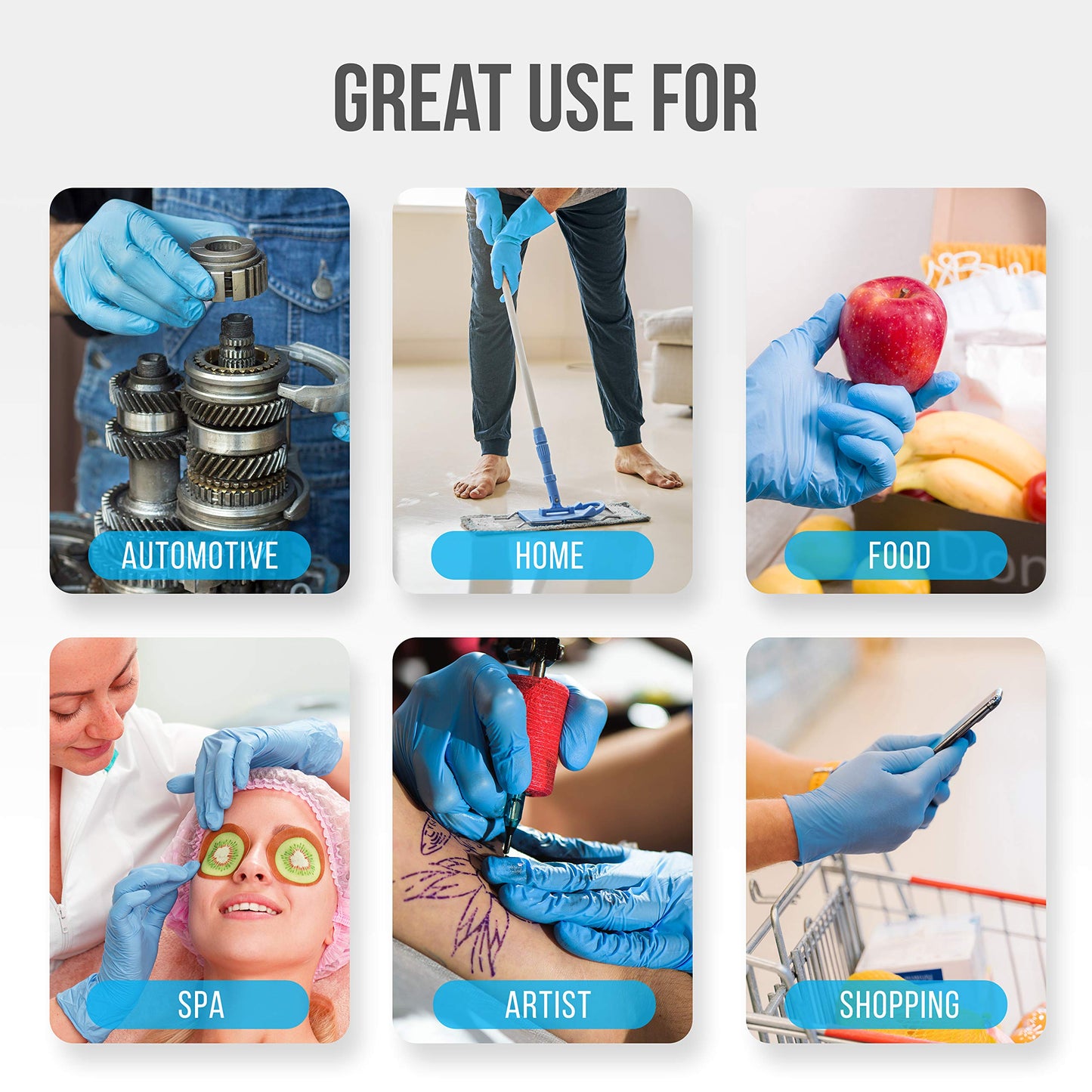 Serenelife Nitrile Disposable Latex & Powder Free Medium Gloves - Great for Kitchens, Food Handling & Cleaning Supplies - Soft & Comfortable fit