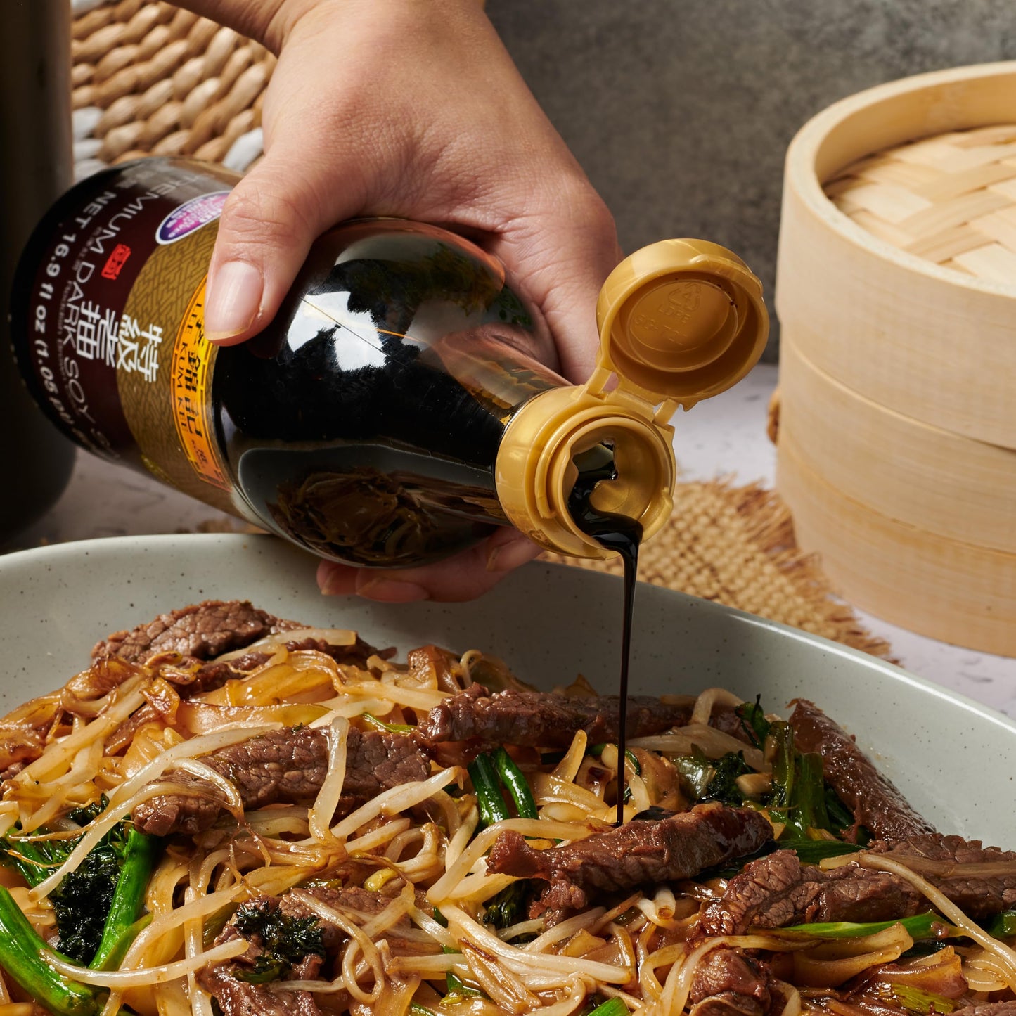 Lee Kum Kee Premium Dark Soy Sauce (16.9 oz - 2 Pack), Full-Bodied Naturally Brewed Soy Sauce, Non GMO Soybeans, Vegan, No MSG, Best for Adding