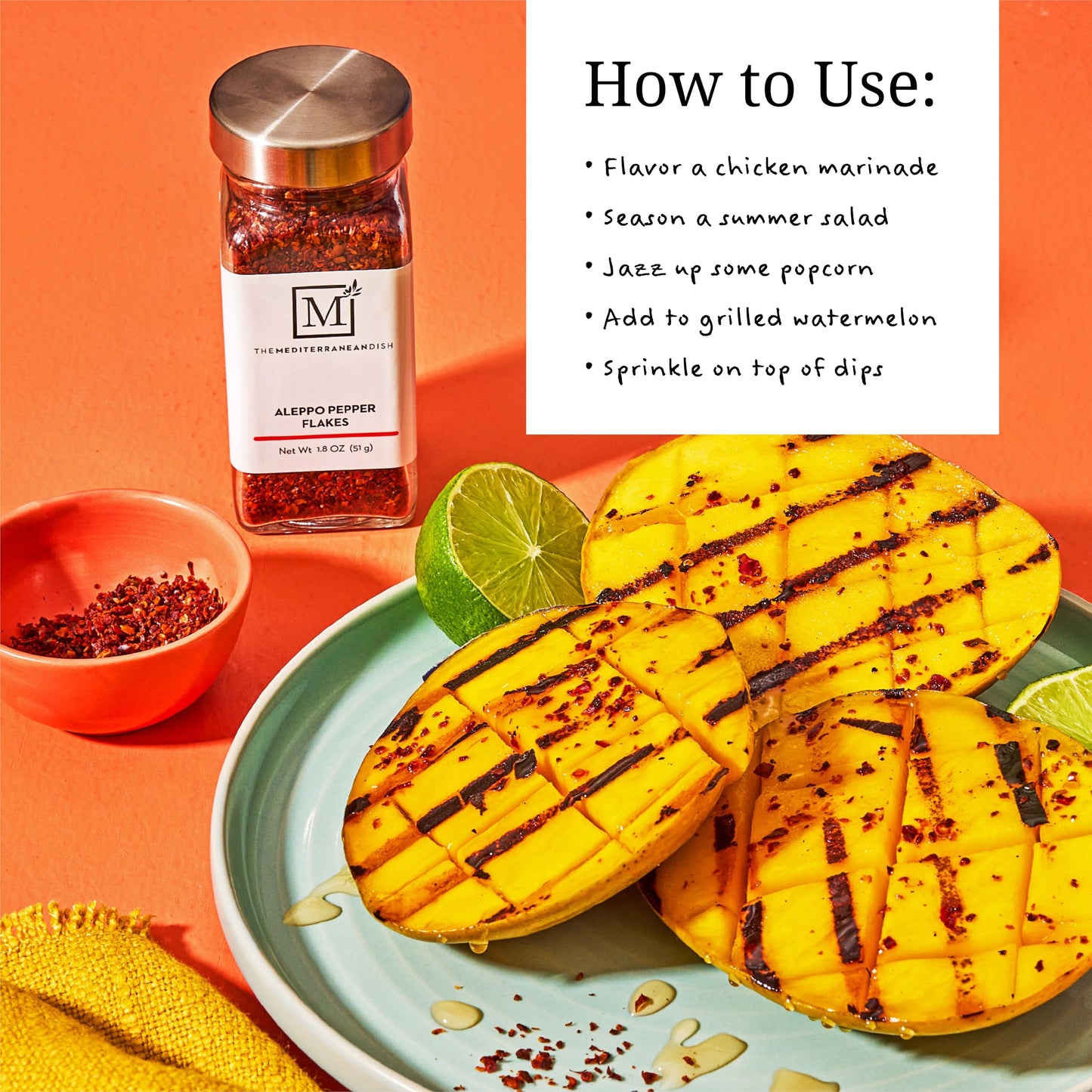 The Mediterranean Dish Aleppo Pepper - Fruity, Tangy, Chili Flakes for Cooking and Grilling - Gourmet Chef Essential - Rustic, Old World Seasoning