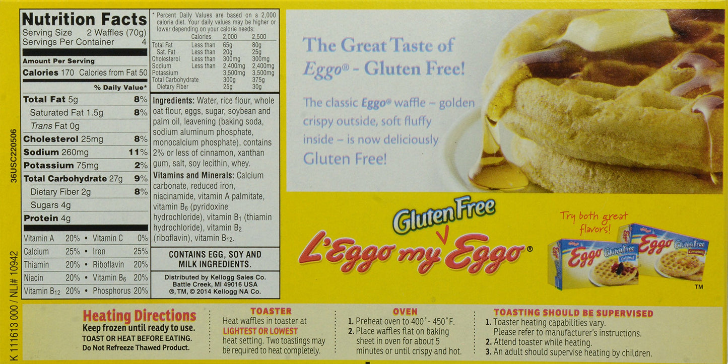 Kellogg's Eggo Gluten Free Waffle, Cinnamon, 9.8 oz (Frozen)