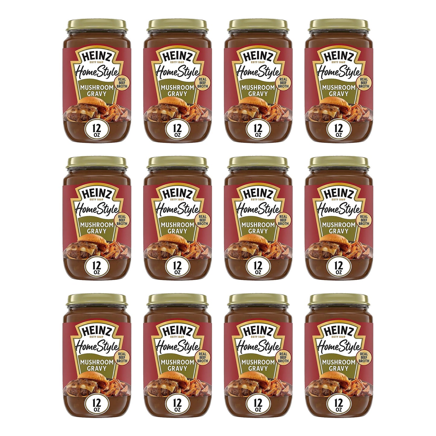 Heinz HomeStyle, Savory Mushroom Gravy, Everyday Gravy Meal Enhancer Thick Creamy Taste No Artificial Preservatives Quick Dinner Prep, 12 Ounce (Pack