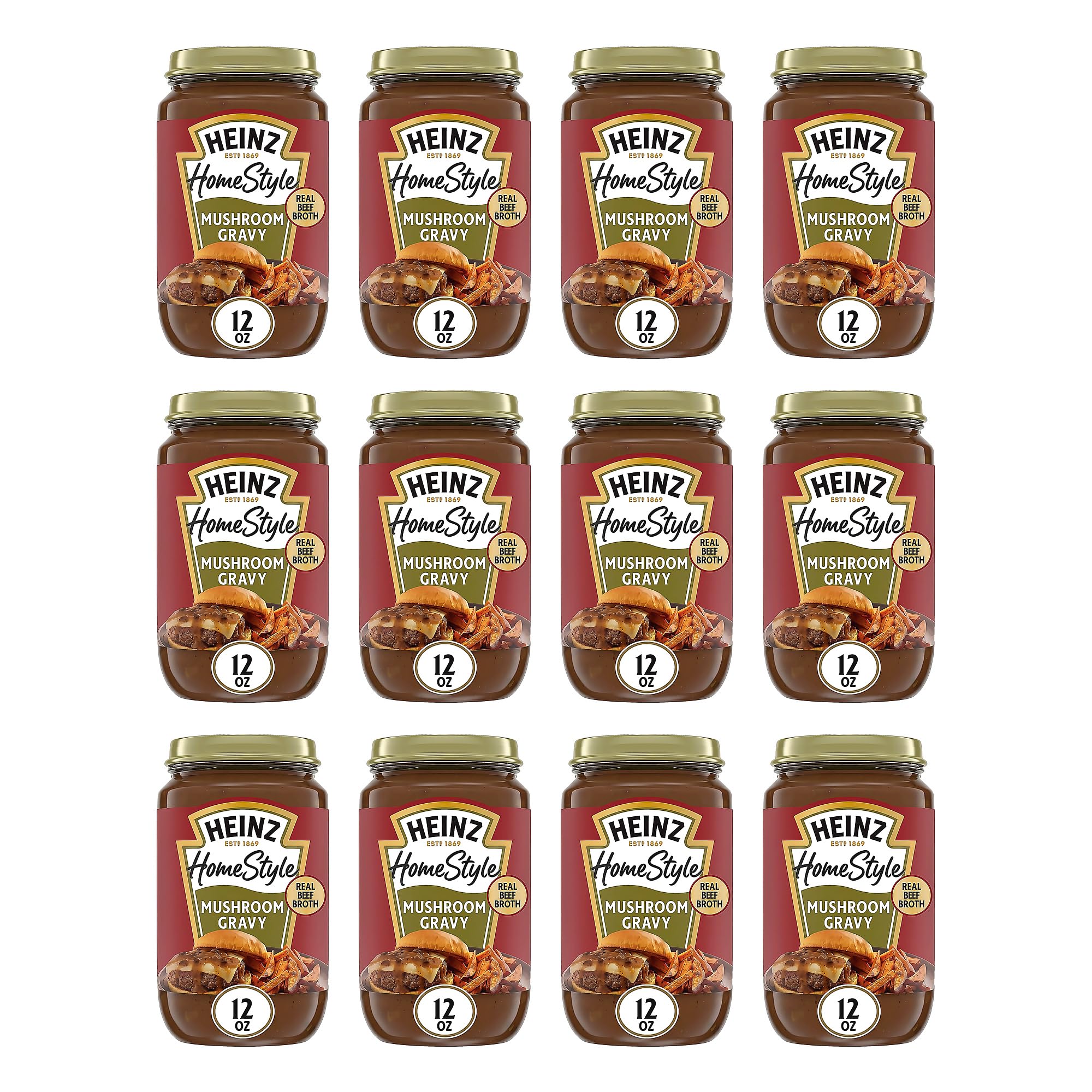 Heinz HomeStyle, Savory Mushroom Gravy, Everyday Gravy Meal Enhancer Thick Creamy Taste No Artificial Preservatives Quick Dinner Prep, 12 Ounce (Pack