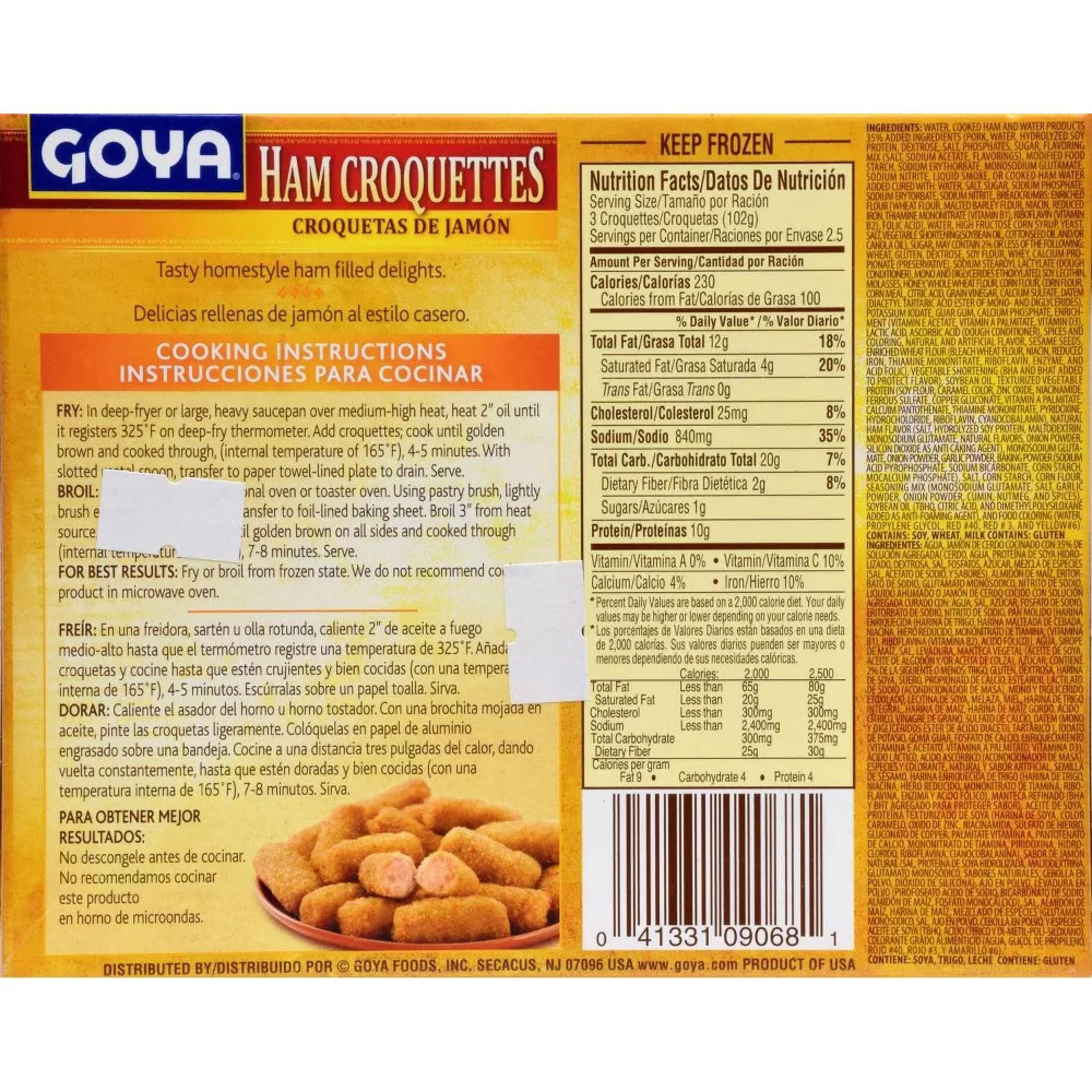 Salutem Vita - Frozen Ham Croquettes, Savory Appetizer Gift Set, 9,6 oz - Pack of 5