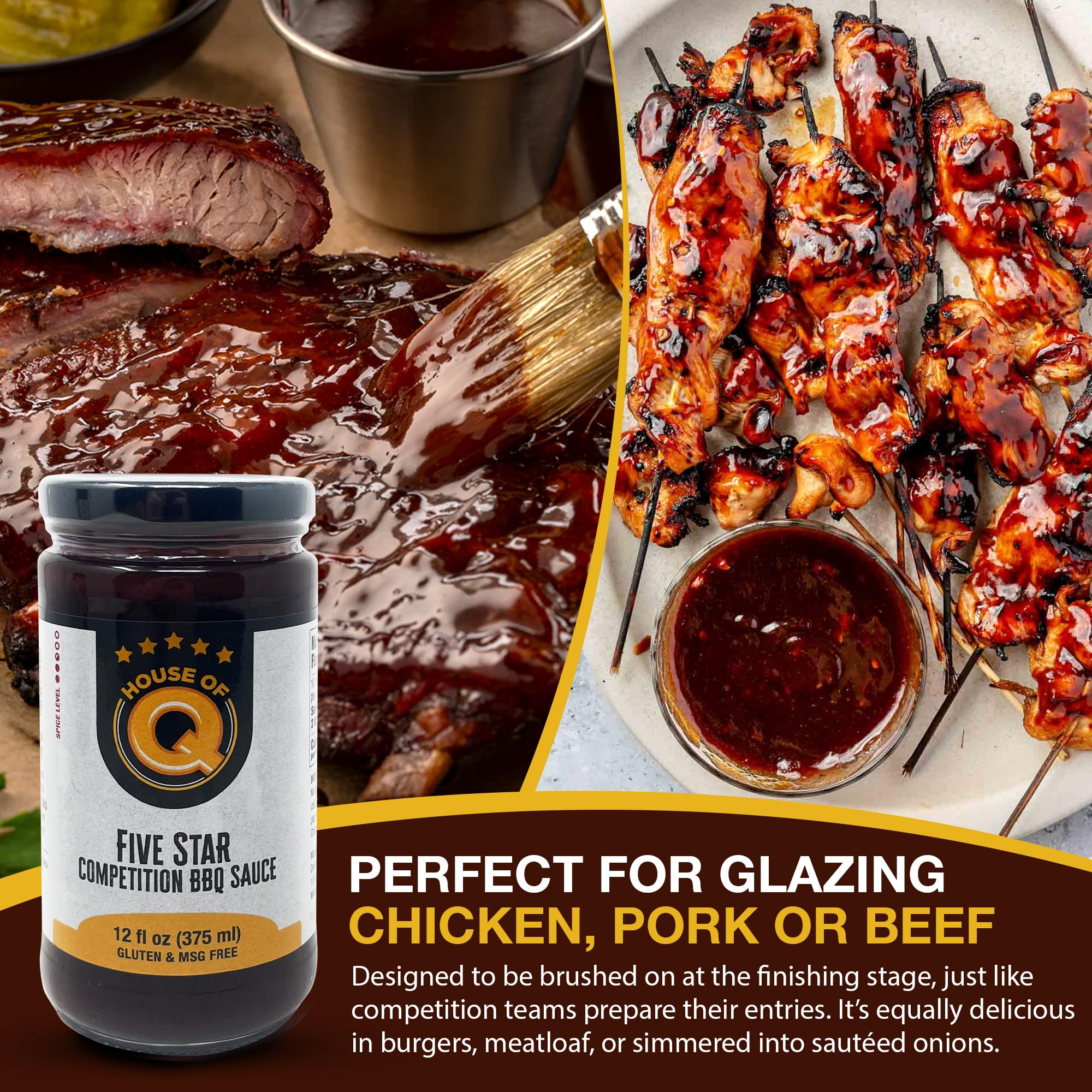 House of Q Five Star Competition BBQ Sauce - Award-Winning Sweet & Tangy Tomato-Based Barbecue Sauce with Hint of Heat - Perfect for Chicken, Pork