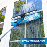 Unger Professional 2-in-1 Squeegee and Scrubber, 14” Window Cleaning Tool and 8’ Connect & Clean Pole, Essential Glass Supplies for Commercial