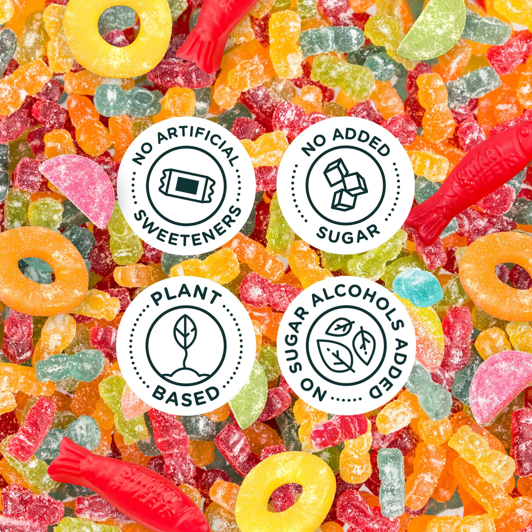 SmartSweets Variety Pack, Gluten Free Gummies, Plant Based Snacks for Adults & Kids, Chewy Candy, Low Sugar, Includes Sweet Fish, Sourmelon Bites