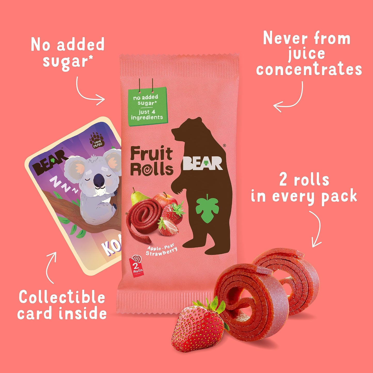 BEAR Strawberry Yo Yo's Fruit Rolls 5 Count, .7 OZ