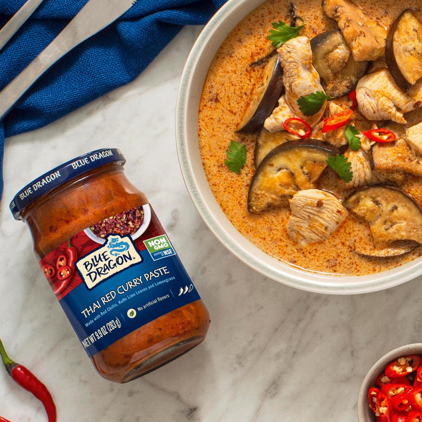 Blue Dragon Thai Red Curry Paste - 9.9oz Jar (Pack of 3) - No Artificial Flavors - Made w/ Red Chilies, Kaffir Lime Leaves & Lemongrass - Authentic