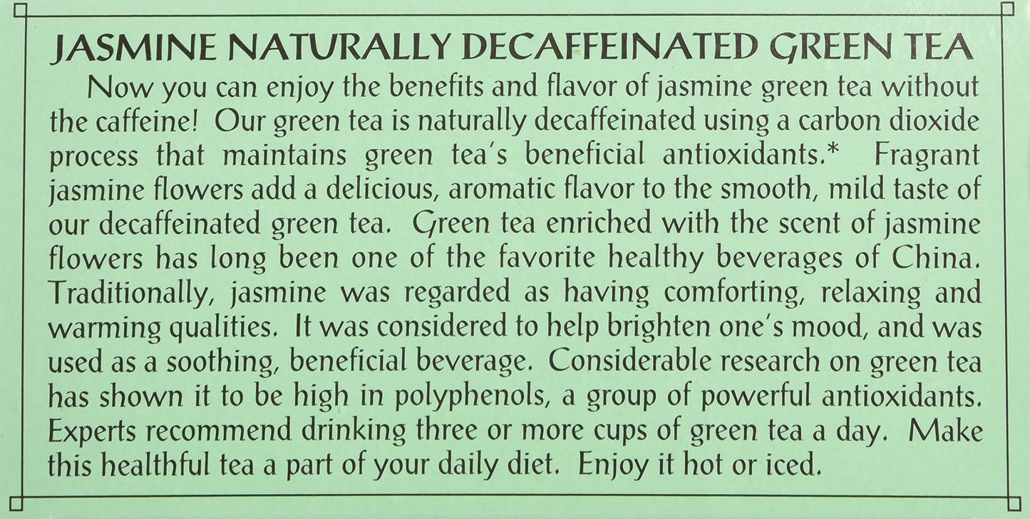 Triple Leaf Tea, Inc Tea, Jasmine Green, Decaf, 20-Count (Pack of 6)