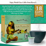 Hawaiian Paradise Coffee Vanilla Macadamia Nut Single Serve Cups 18 Count Medium Roast Sweet Aromatically Flavored - 100% Arabica Beans - Compatible