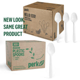 Staples Compostable Plastic Spoons, White, Mediumweight PLA Disposable Utensils for Office & Catering