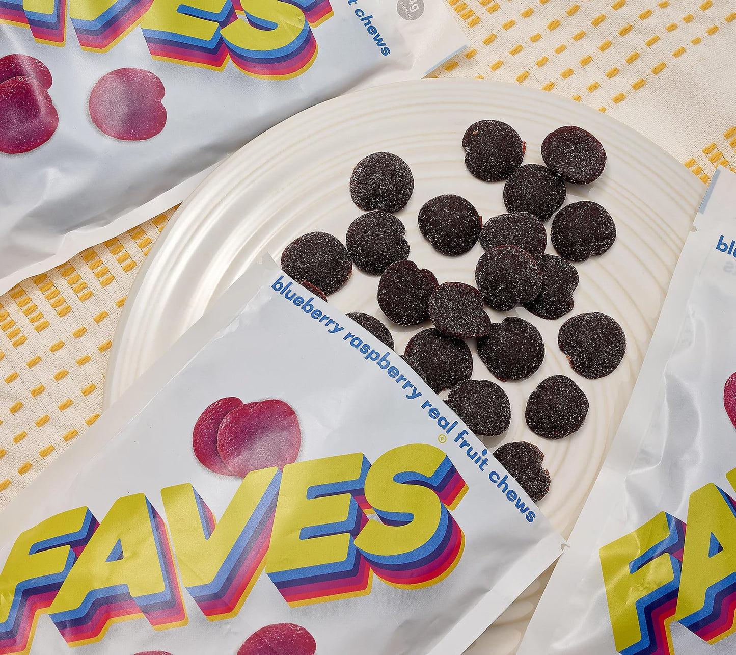 FAVES Blueberry Raspberry Fruit Snacks - 1 oz, 24 count, Plant Based, Non-GMO, Gluten Free, Allergen Free, Chewy Candy