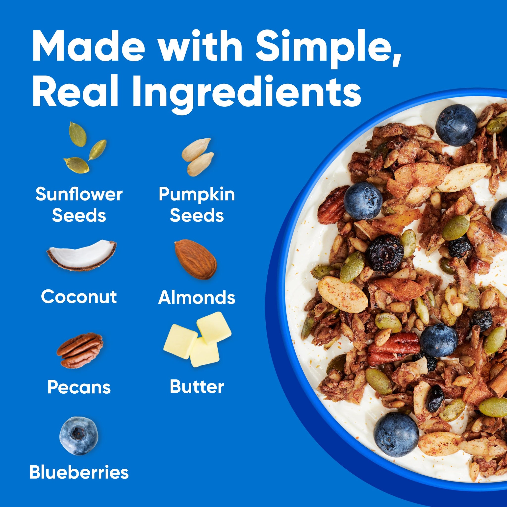 NuTrail Nut Granola Cereal, Blueberry Cinnamon, No Sugar Added, Gluten Free, Grain Free, Keto, Low Carb, Healthy Breakfast Cereal 8 oz. 3 Count