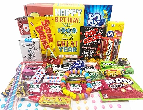 RETRO CANDY YUM ~ 1969 57th Birthday Gift Box Nostalgic Candy Assortment from Childhood for 57 Year Old Man or Woman Born 1969 Jr