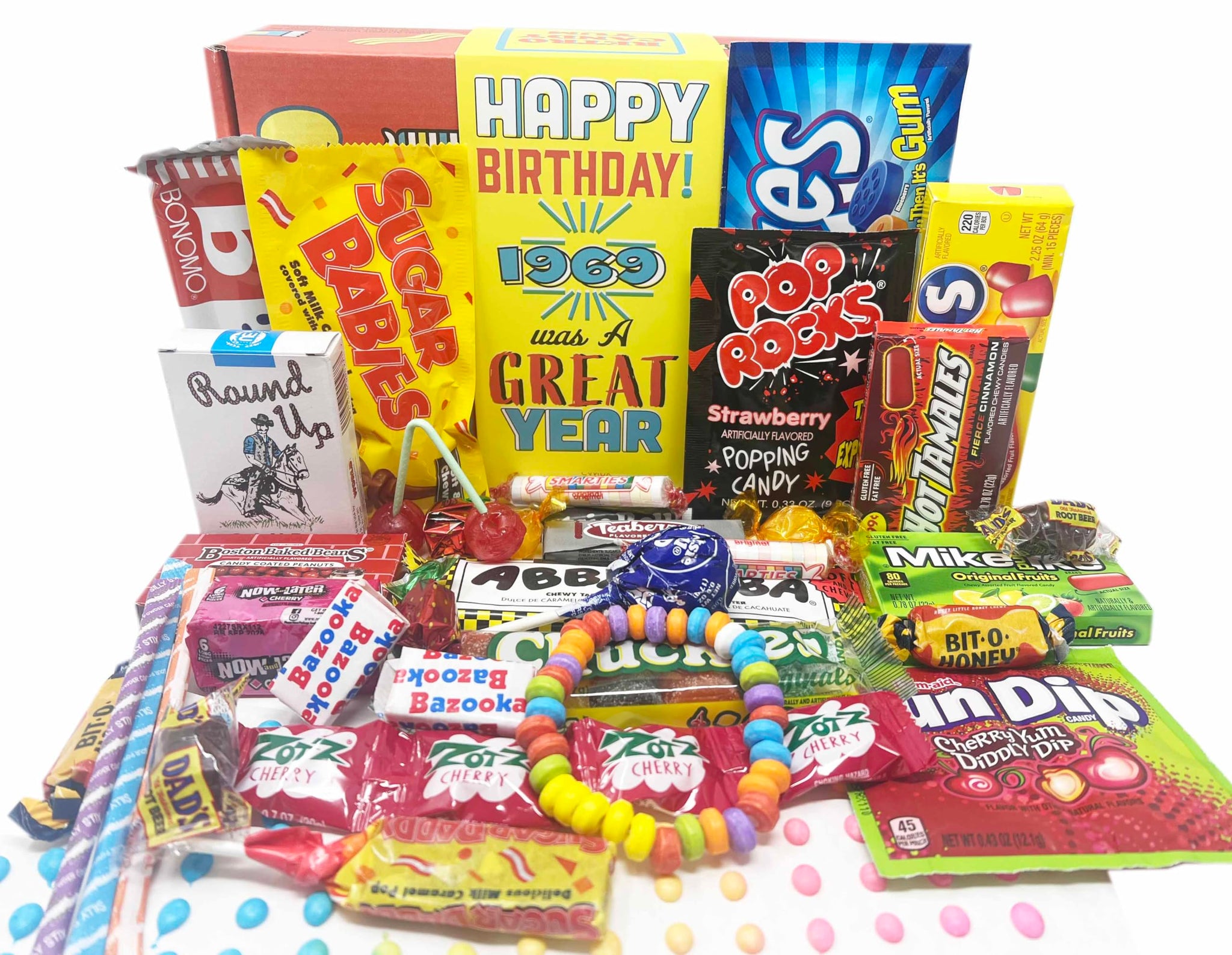 RETRO CANDY YUM ~ 1969 57th Birthday Gift Box Nostalgic Candy Assortment from Childhood for 57 Year Old Man or Woman Born 1969 Jr