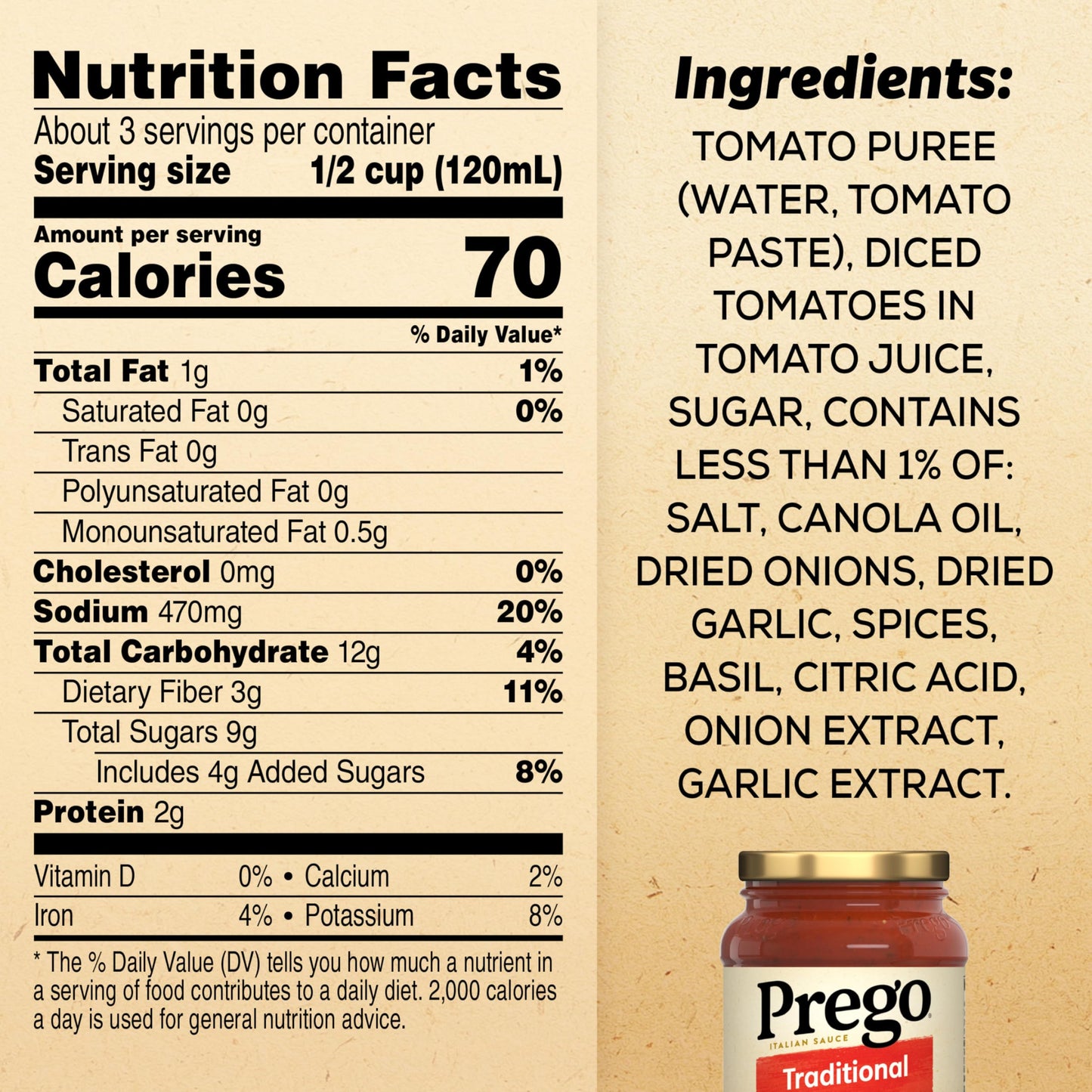 Prego Traditional Pasta Sauce, 14 Oz Jar