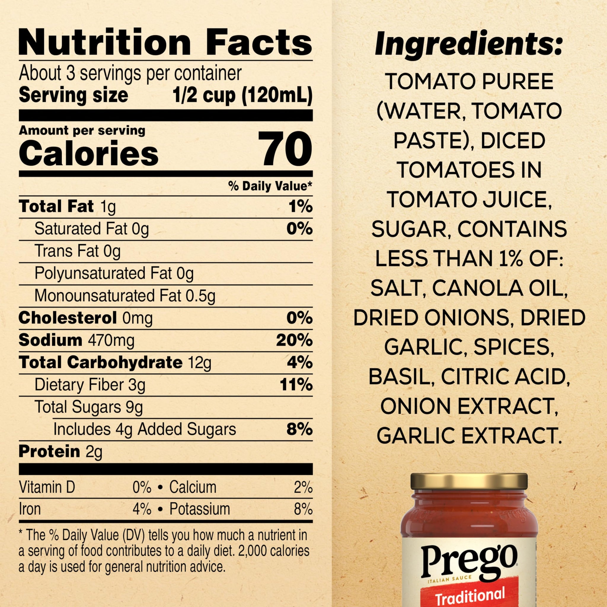 Prego Traditional Pasta Sauce, 14 Oz Jar