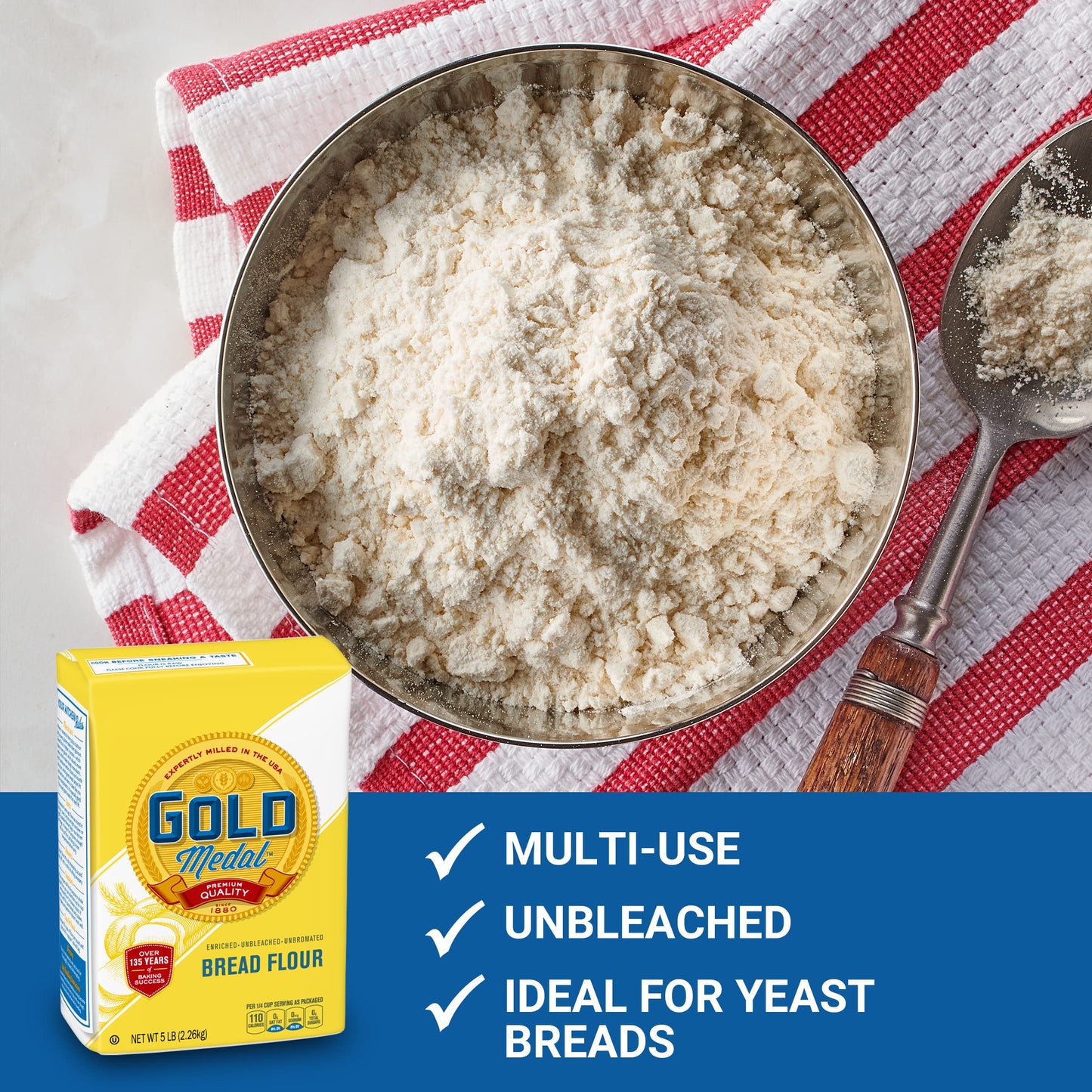 Gold Medal Premium Quality Bread Flour for Baking, 5 lb