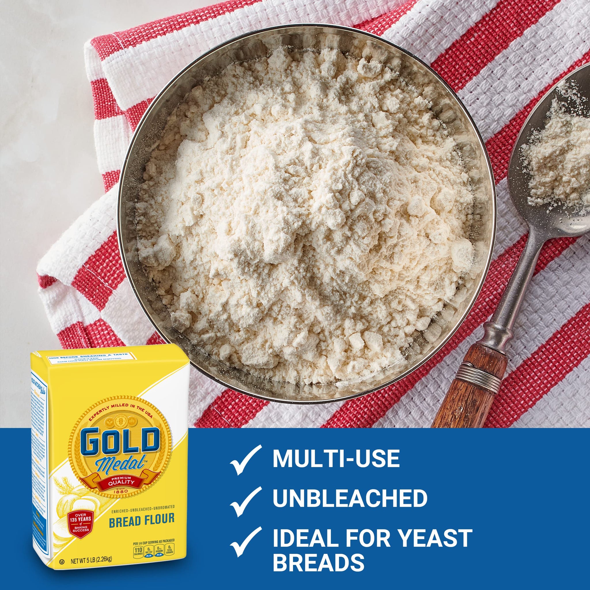 Gold Medal Premium Quality Bread Flour for Baking, 5 lb