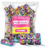 Easter Solid Milk Chocolate Mini Bunnies - 1 Pound Bulk Bag Individually Foil Wrapped Easter Chocolate Bunnies Candy for Easter Baskets, Egg Hunts