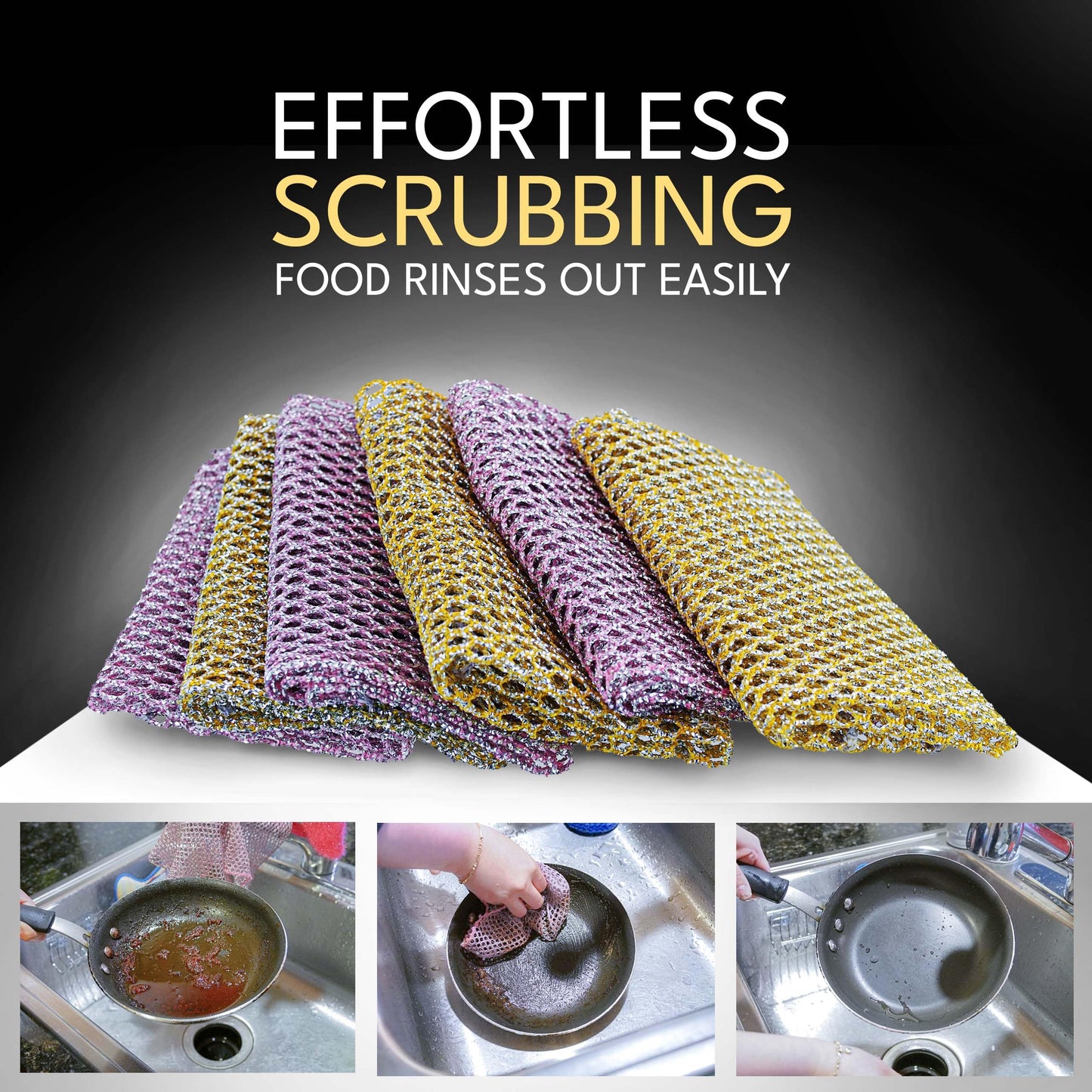 Heavy Duty Dish Scrubbers, Non-Scratch Scouring Pads - Odorless & Long Lasting Mesh Dish Cloth - Replace Sponges - Kitchen, Floor and Bathroom Usage