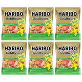 Haribo Sour Goldbears Pack of 6 (4.5oz Bags) Gummi Candy Peg Bag for Movie Nights, Halloween, Easter, and More in a King of Sweets Bulk Bag