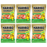 Haribo Sour Goldbears Pack of 6 (4.5oz Bags) Gummi Candy Peg Bag for Movie Nights, Halloween, Easter, and More in a King of Sweets Bulk Bag