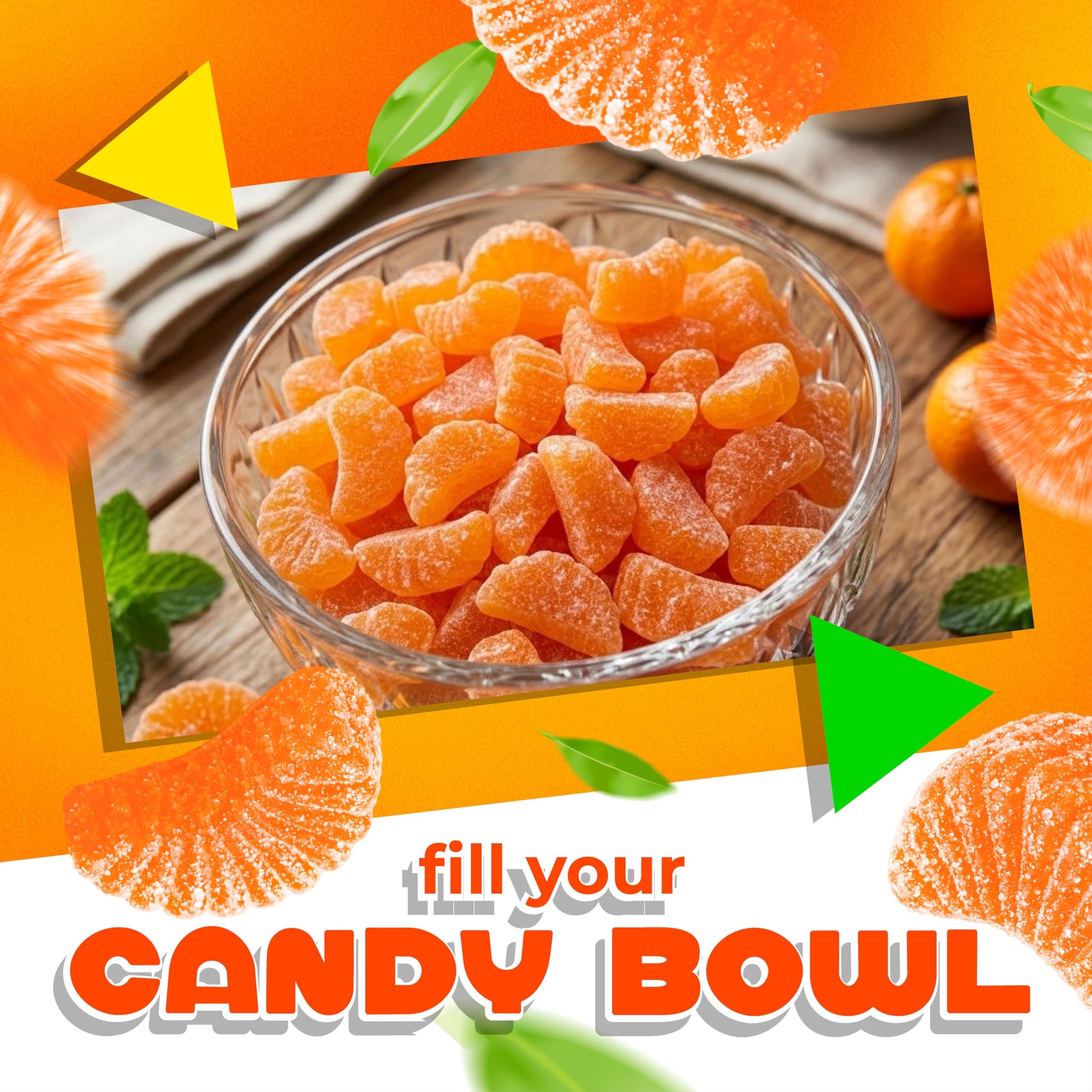 Orange Slices Jelly Candy | 2 Lb Bag | Dye Free Candy | Naturally Flavored Bulk Chewy Candy for Buffets, Events & Everyday Snacking | Gelatin Free