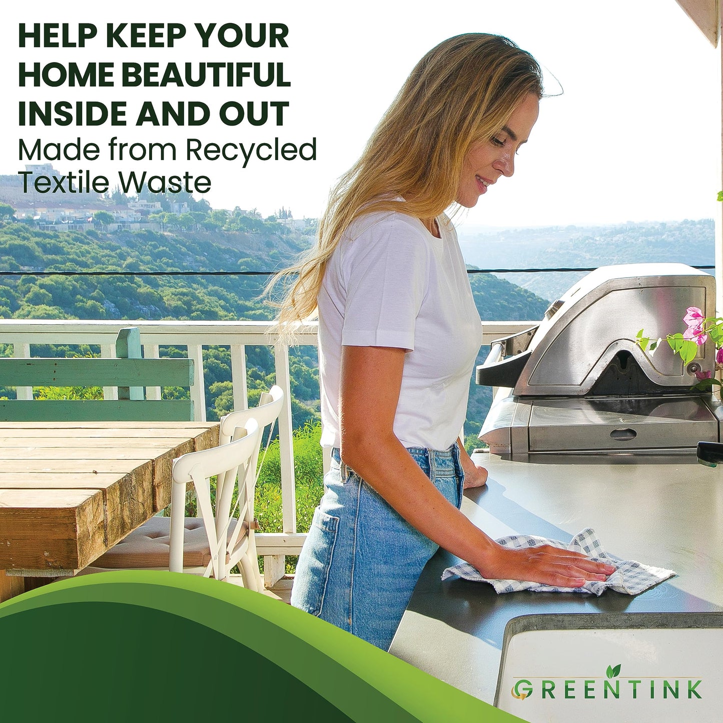 GREENTINK Eco-Friendly Reusable Dish Cloth Set - 24-Pk Multipurpose Kitchen Cleaning Cloth Made from Recycled Materials - Absorbent, Dish Towels