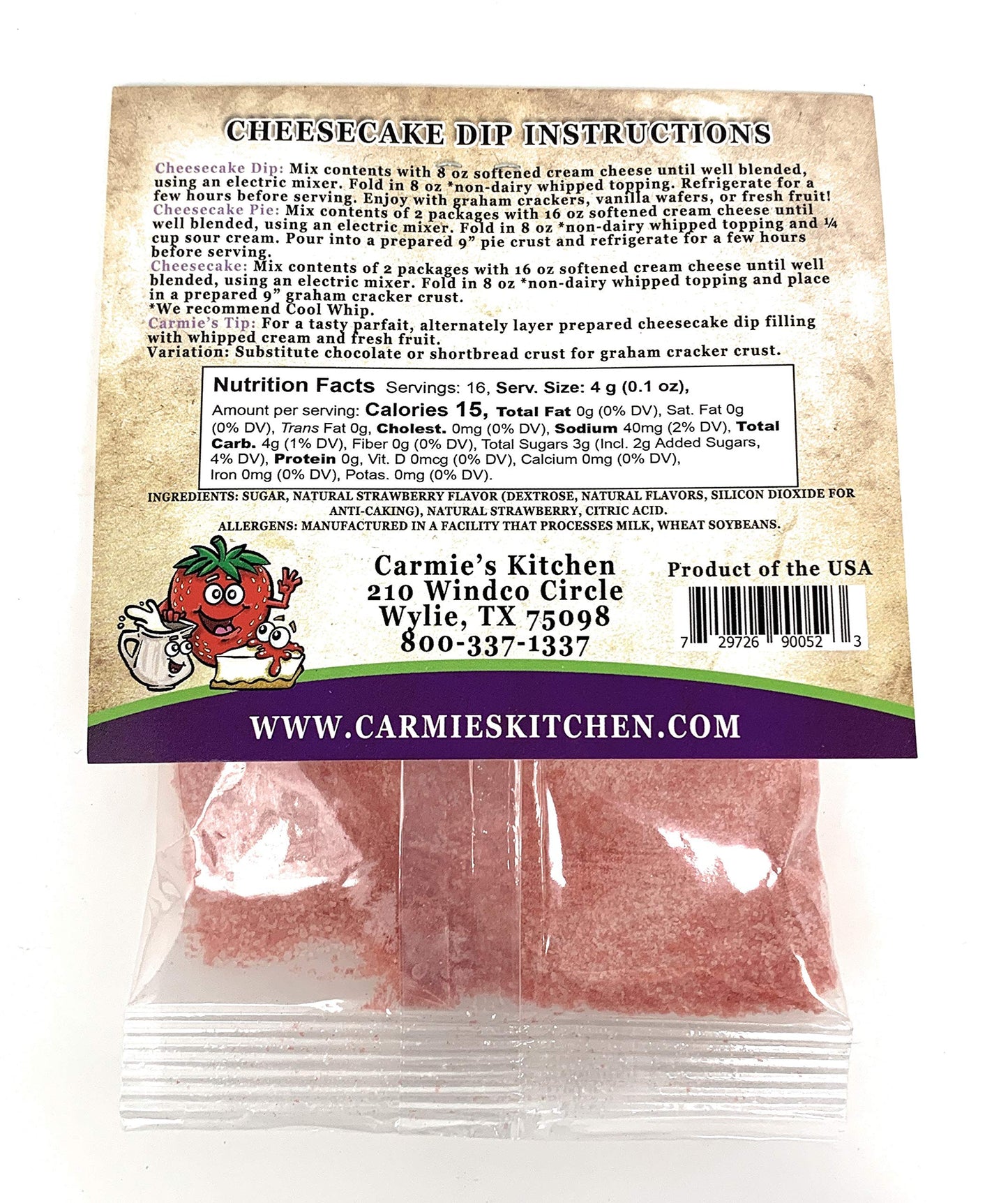 Carmie's Kitchen Strawberries N'Cream Cheesecake Dip Mix