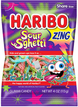 Haribo Gummi Candy, Z!ING Sour S'Ghetti, 4 oz. Bag (Pack of 12)