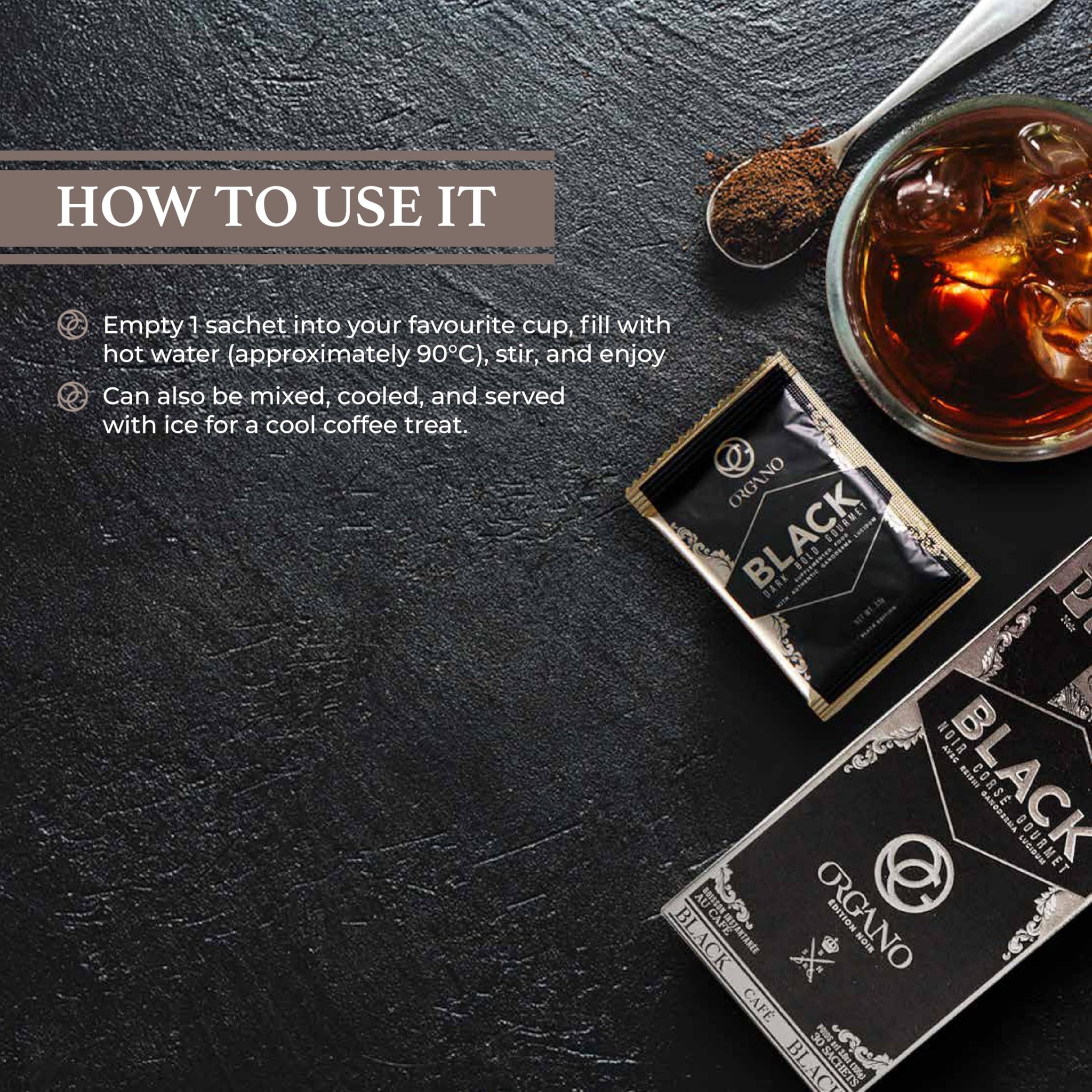 ORGANO 4 Boxes Gourmet Black Coffee, 100% Certified Ganoderma Lucidum (120 Sachets)