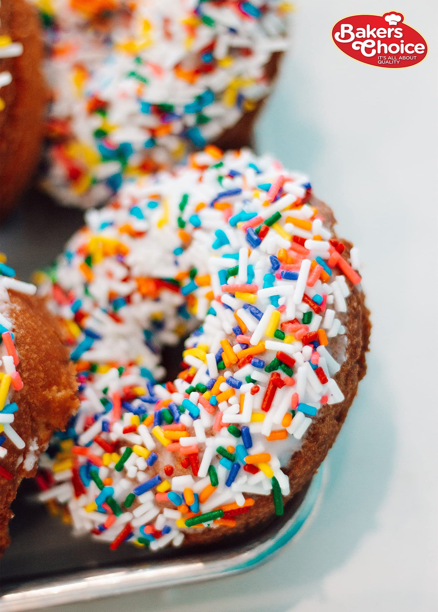 Bakers Choice Rainbow Sprinkles for Baking - Rainbow Jimmies Sprinkles for Ice Cream Toppings - Dairy Free, Kosher 20 oz.