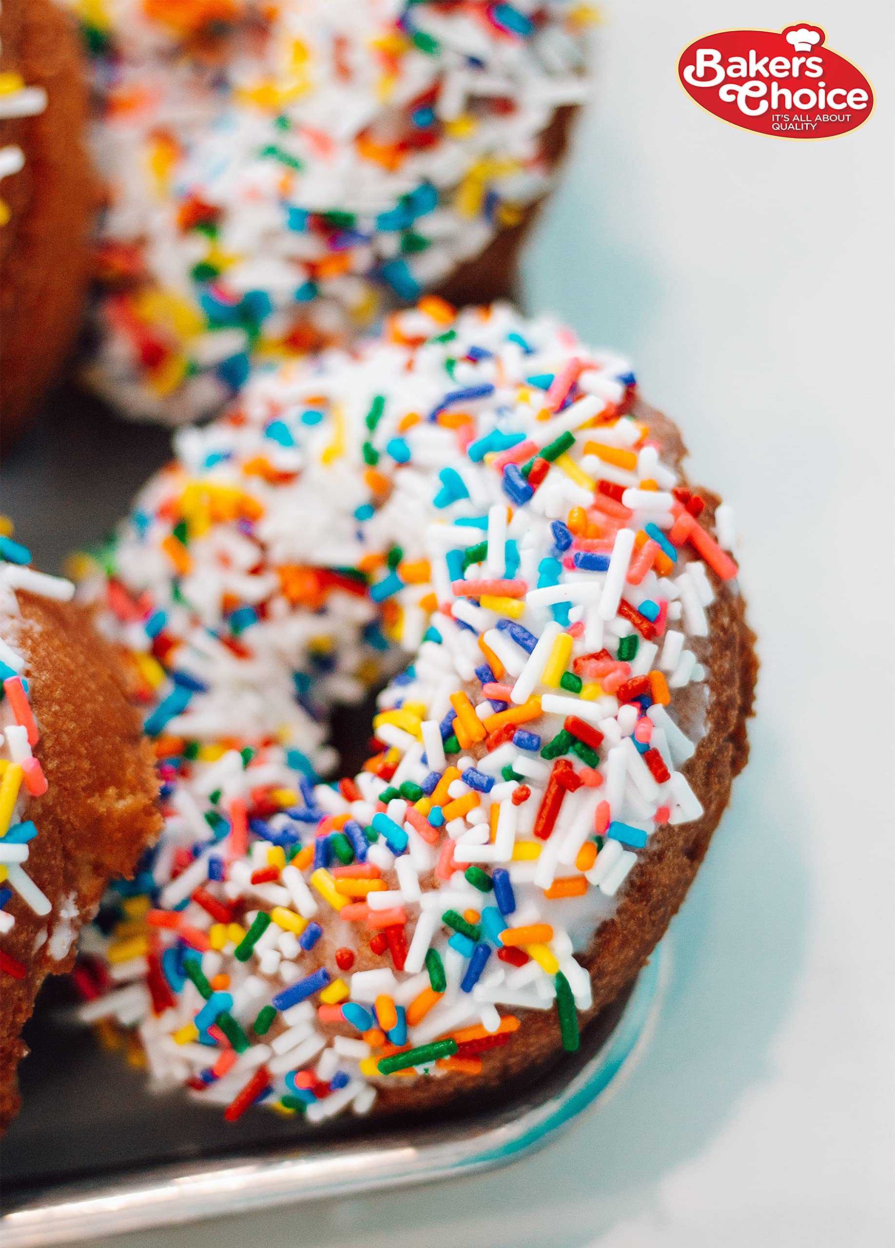 Bakers Choice Rainbow Sprinkles for Baking - Rainbow Jimmies Sprinkles for Ice Cream Toppings - Dairy Free, Kosher 20 oz.