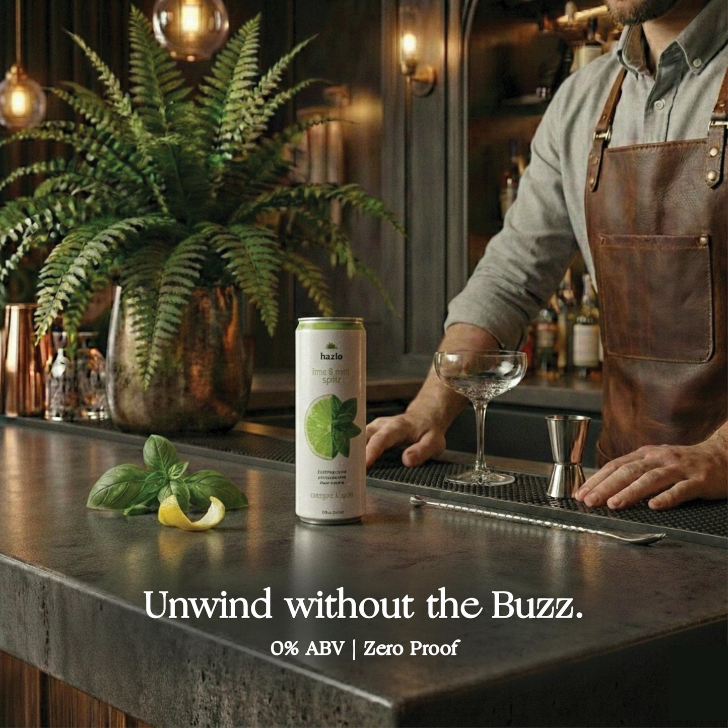 Hazlo Spritz (Lime & Mint) - Zero Proof Spritz Cocktail Mixer, Craft Mocktails with Adaptogens, Nootropics - Functional Seltzer, Calming Non Alcoholic