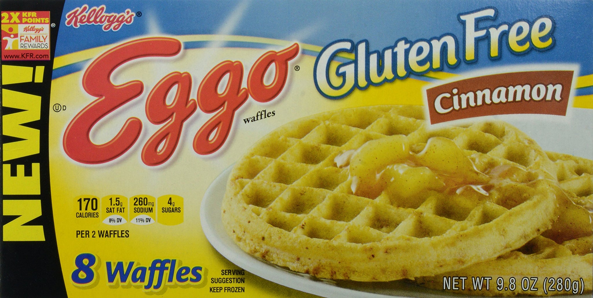 Kellogg's Eggo Gluten Free Waffle, Cinnamon, 9.8 oz (Frozen)