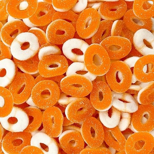Peach Rings - 2 Pound Pack - Peach Gummy Candies - Sugar Coated Sweet & Sour Candy - Chewy Gummy Rings for Snacking, Sharing, Office Jars & Gift