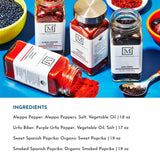 The Mediterranean Dish Pepper Spice Bundle - Aleppo Pepper, Sweet and Smoked Spanish Paprika, Urfa Biber - Mild to Medium Heat Chili Spices - Gourmet