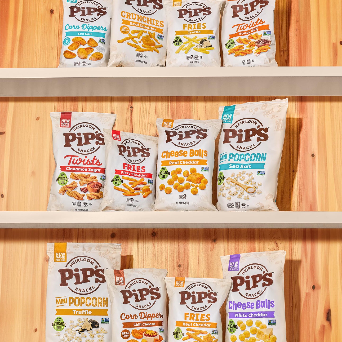 Pip’s Heirloom Snacks Shark Tank Sampler - Variety Pack (11 ct) - Individually Wrapped Whole Grain Snack Packs Made With Heirloom Corn & Avocado Oil