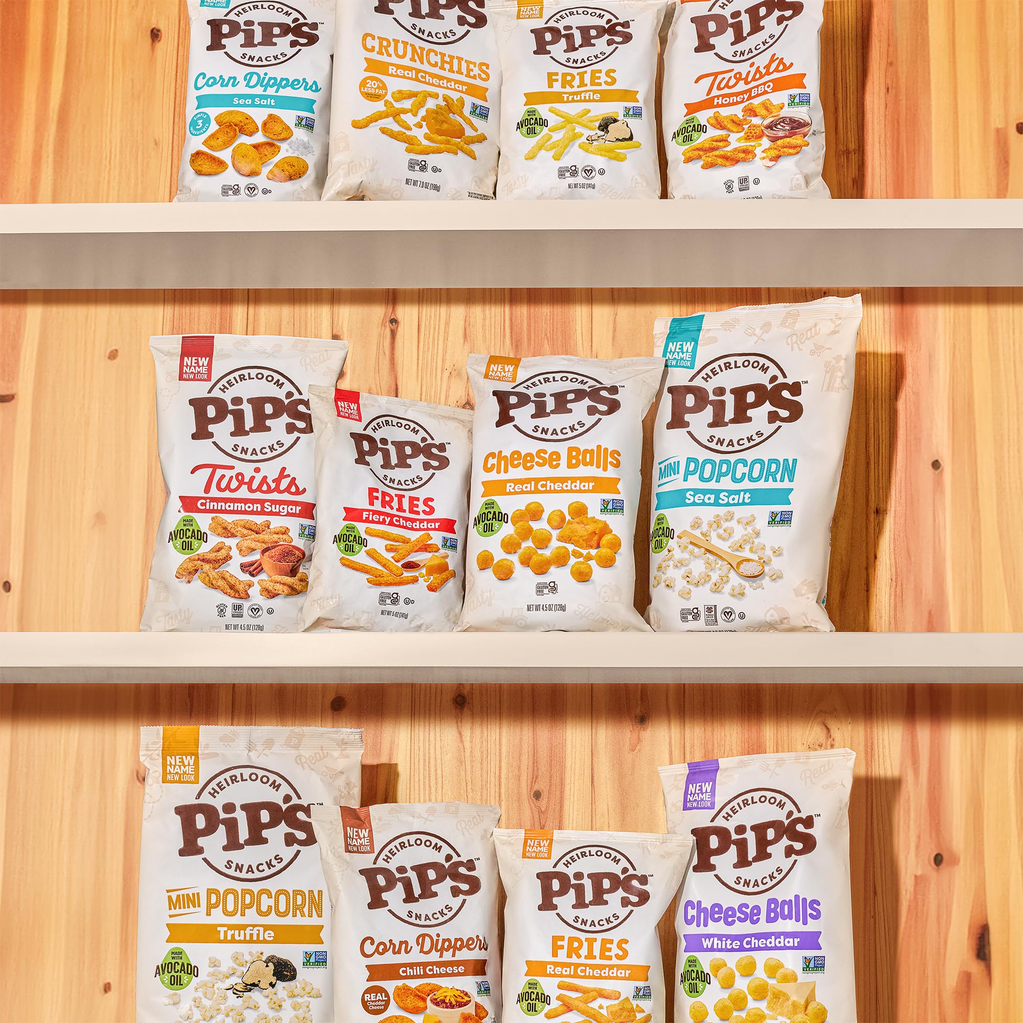 Pip’s Heirloom Snacks Shark Tank Sampler - Variety Pack (11 ct) - Individually Wrapped Whole Grain Snack Packs Made With Heirloom Corn & Avocado Oil