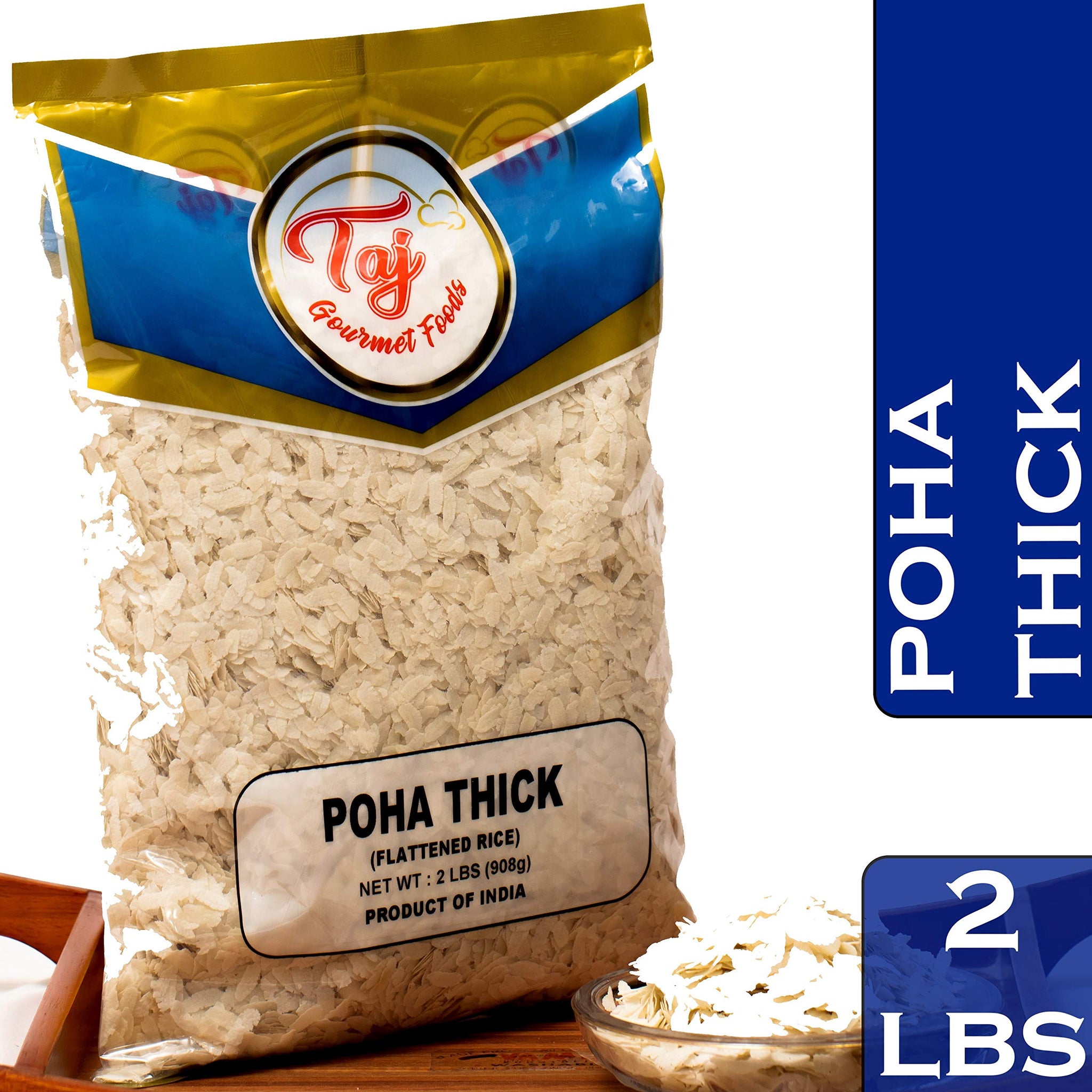 TAJ Poha Thick 2-Pounds | Powa Flattened Rice
