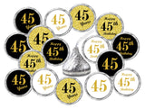 45th Birthday Kisses Stickers, (Set of 324) Chocolate Drops Labels for 45 Birthday, Party Favors Decor for Kisses. Made in USA, 9 Designs (36 Stickers