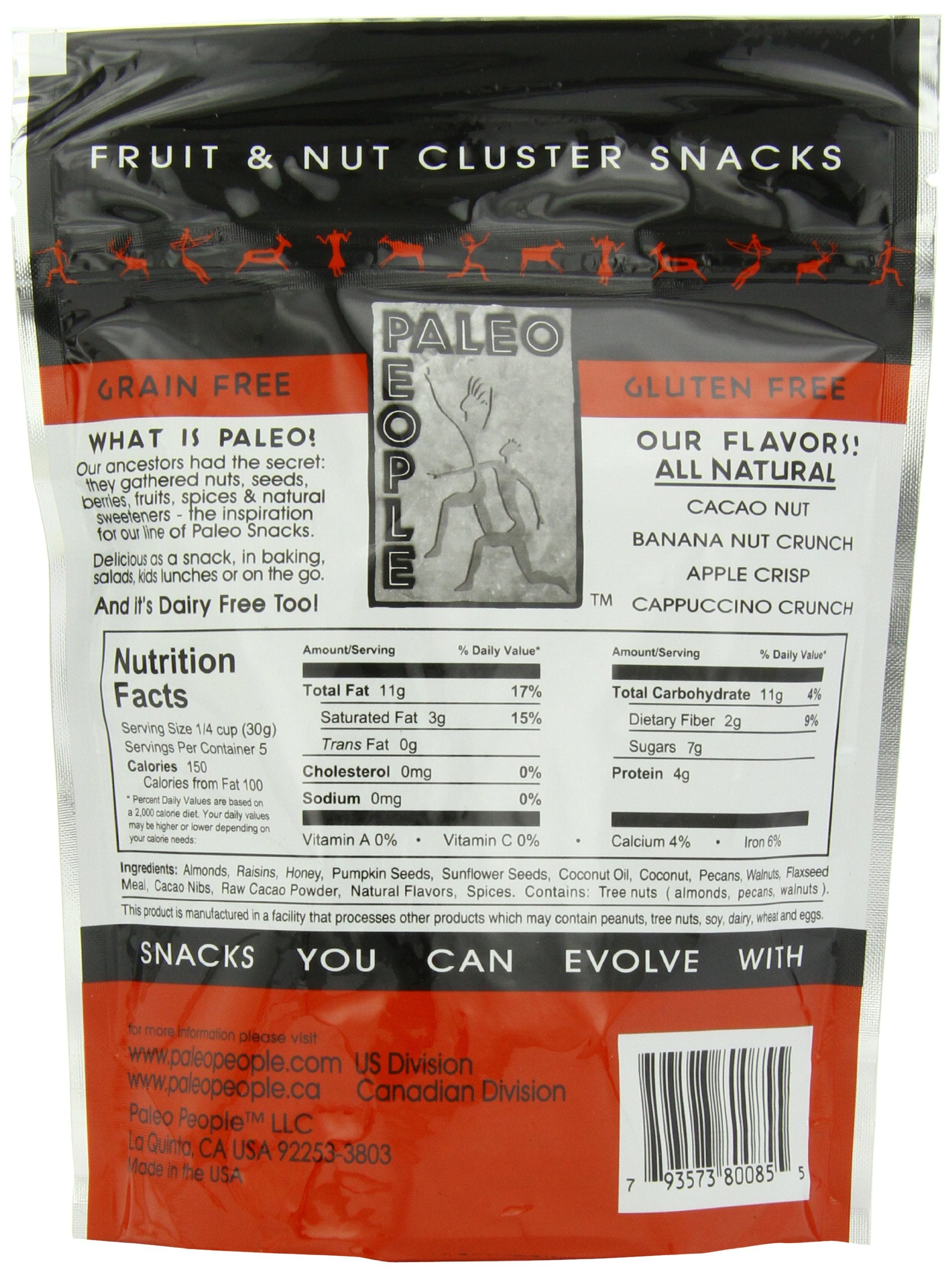 Paleo People Gluten Free Fruit & Nut Clusters, Cacao Nut, 5 Ounce